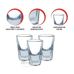 Vaso con Capa de Jugos 620 ML Transparente Y+Papel de Regalo
