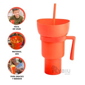 Recipiente Versatil en Color Naranja Y+Post-it adhesivos