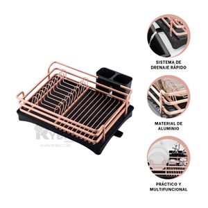 Escurridor con Sistema de Drenaje Oro Rosa Y+Papel de Regalo