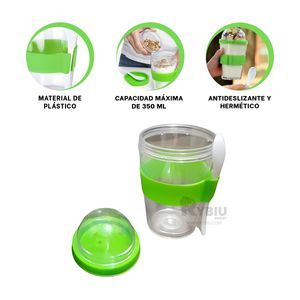 Vaso para Yogurt y Cereal con Cuchara Verde Limon