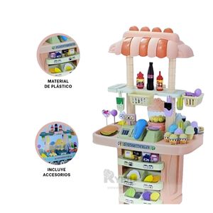 Coche de Comida Chatarra con Accesorios de Color Rosado
