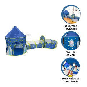 Juego de 3 Piezas de Carpa Infantil en Color Azul