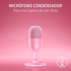 Microfono Gamer Razer Seiren V3 Mini Usb Streaming Supercardioide C/N Sensor Touch Silent Quartz