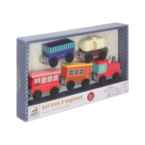 Set 5 Trenes de Madera Magnéticos