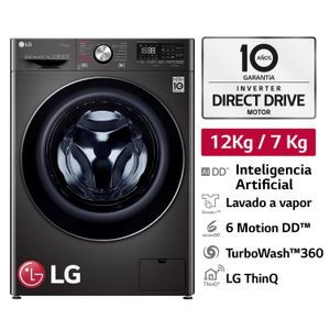 Lavaseca LG AI DD Inteligencia Artificial Carga Frontal WD12BVC2S6C 12/7 Kg Negro Acero