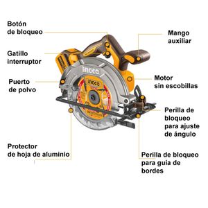 Sierra Circular Brushless Ingco 20V 6 1/2'' CSLI1652