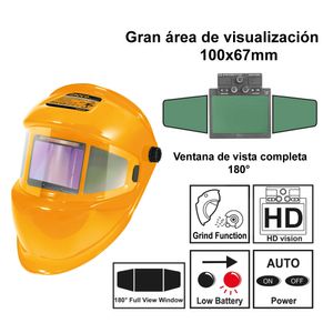 Casco para Soldar Automático Fotosensible Vista Completa 180° Ingco AHM006