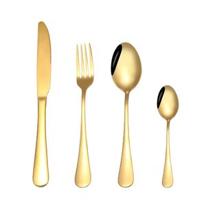 Set de Cubiertos Acero Inoxidable Dorado Tenedor Cuchara y Cuchillo