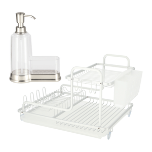 Set Secaplato de Aluminio y Dispensador Lavaloza Acrílico