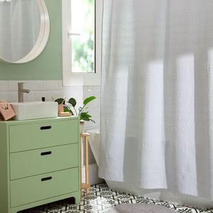 Cortina de Baño Algodón con Tejido Wafle