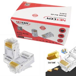 Plug Conector Rj45 Cat 5 Cat5e NETCOM Para Extensión X 100 Unidades