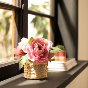 Maceta Fibra Flor Peonia