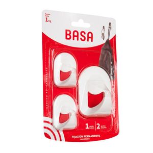 Ganchos Adhesivos Perchero 2 Pequeños + 1 Mediano Blanco Basa