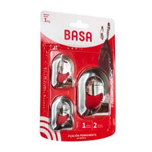 Ganchos Adhesivos Perchero 2 Pequeños + 1 Mediano Metal Basa