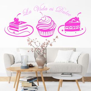 Vinilo Decorativo Stickart La Vida Es Dulce Pequeño Sticker Cocina