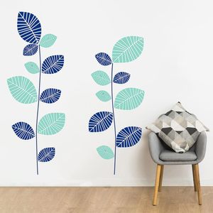 Vinilo Decorativo Stickart Hojas En Color Pequeño Sticker Flores