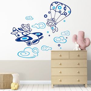 Vinilo Decorativo Stickart Osos Aviadores Mediano Sticker Infantil
