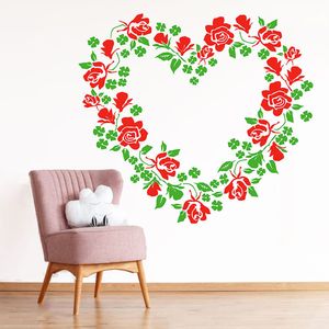 Vinilo Decorativo Stickart Corazón De Flores Pequeño Sticker Flores