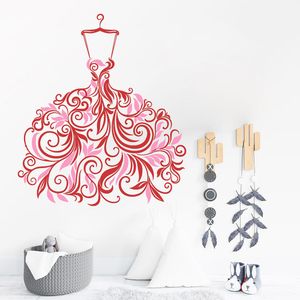 Vinilo Decorativo Stickart Vestido De Hojas Pequeño Sticker Flores