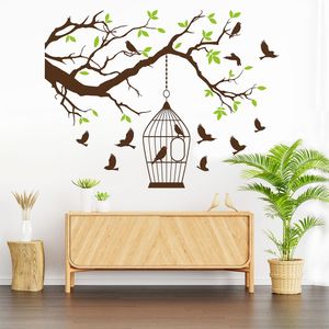 Vinilo Decorativo Stickart Aves En Libertad Pequeño Sticker Árboles