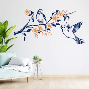 Vinilo Decorativo Stickart Pareja De Aves Pequeño Sticker Animales