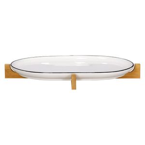 Fuente Ovalada con Rack de Bambú 39x27,6x7,2 cm