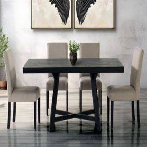 Comedor Dmuebles 4 sillas Granada - Gris claro/Negro