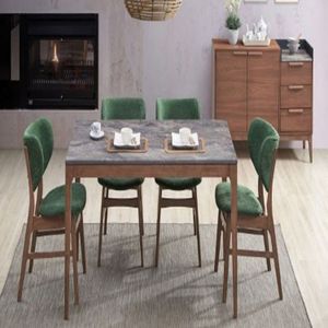 Comedor Dmuebles 4 sillas Bevis - Nogal/Verde