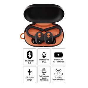 Audífonos bluetooth True Wireless Skullcandy Push Play Active resistente al sudor y polvo IP55, duración máx. 10 horas, control de llamadas, negro
