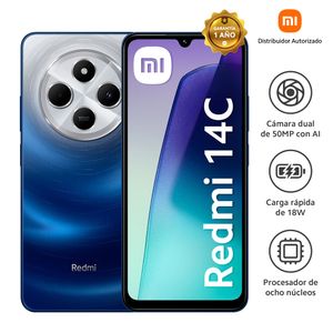 Celular Xiaomi Redmi 14C 256GB, 4GB ram, cámara principal 50MP, frontal 13MP, 6.88'', azul
