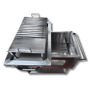 Caja China Grande Inoxidable Visor + Guantes + Carbón + Cerveza