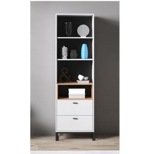 Librero Alto TU MESITA Leyto color Blanco/Roble 2 cajones