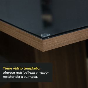 Mesa de Comedor Rectangular con Encimera de vidrio 6 Puestos 5275 Marrón/Negro