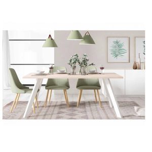 Mesa de Comedor Moderna TU MESITA Regis color Natural/Blanco