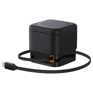 Cargador inalámbrico Baseus, 2 en 1, 25W, para iPhone y iWatch, negro