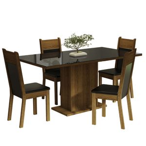 Juego de Comedor Greta con 4 Sillas Negro/Marrón
