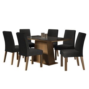 Juego de Comedor Patricia con 6 Sillas Marrón/Negro/Oxford
