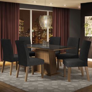 Juego de Comedor Patricia con 6 Sillas Marrón/Negro/Oxford