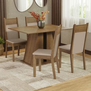 Juego de Comedor Angel con 4 Sillas Marrón/Beige