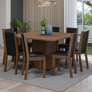 Juego de Comedor Marisa con 8 Sillas Marrón/Negro