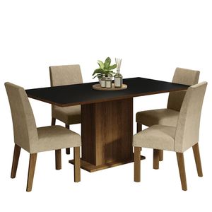 Juego de Comedor Keila con 4 Sillas Marrón/Negro/Imperial