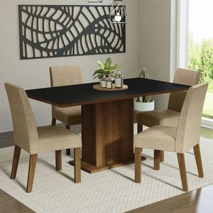 Juego de Comedor Keila con 4 Sillas Marrón/Negro/Imperial