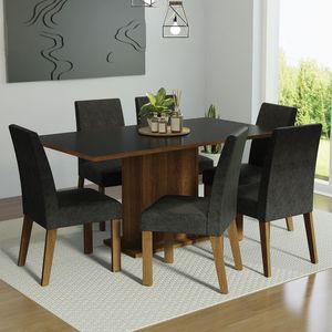 Juego de Comedor Renata con 6 Sillas Marrón/Negro/Oxford