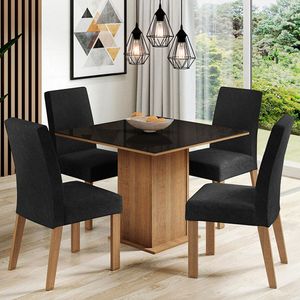 Juego de Comedor Evelin con 4 Sillas Marrón/Negro Oxford
