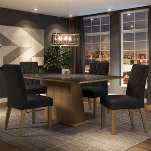 Juego de Comedor Aryeli con 4 Sillas Marrón/Negro/Oxford