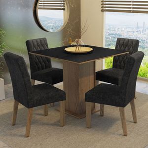 Juego de Comedor Livia con 4 Sillas Marrón/Negro/Oxford