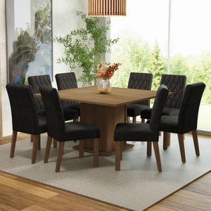 Juego de Comedor Leila con 8 Sillas Marrón/Oxford