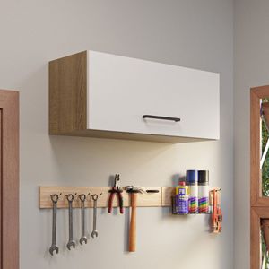 Gabinete Superior Almacenamiento Garaje 80 cm Marrón/Blanco