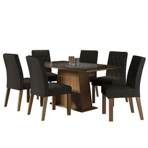 Juego de Comedor Stéfani con 6 Sillas Marrón/Negro/Oxford