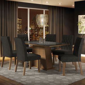 Juego de Comedor Stéfani con 6 Sillas Marrón/Negro/Oxford